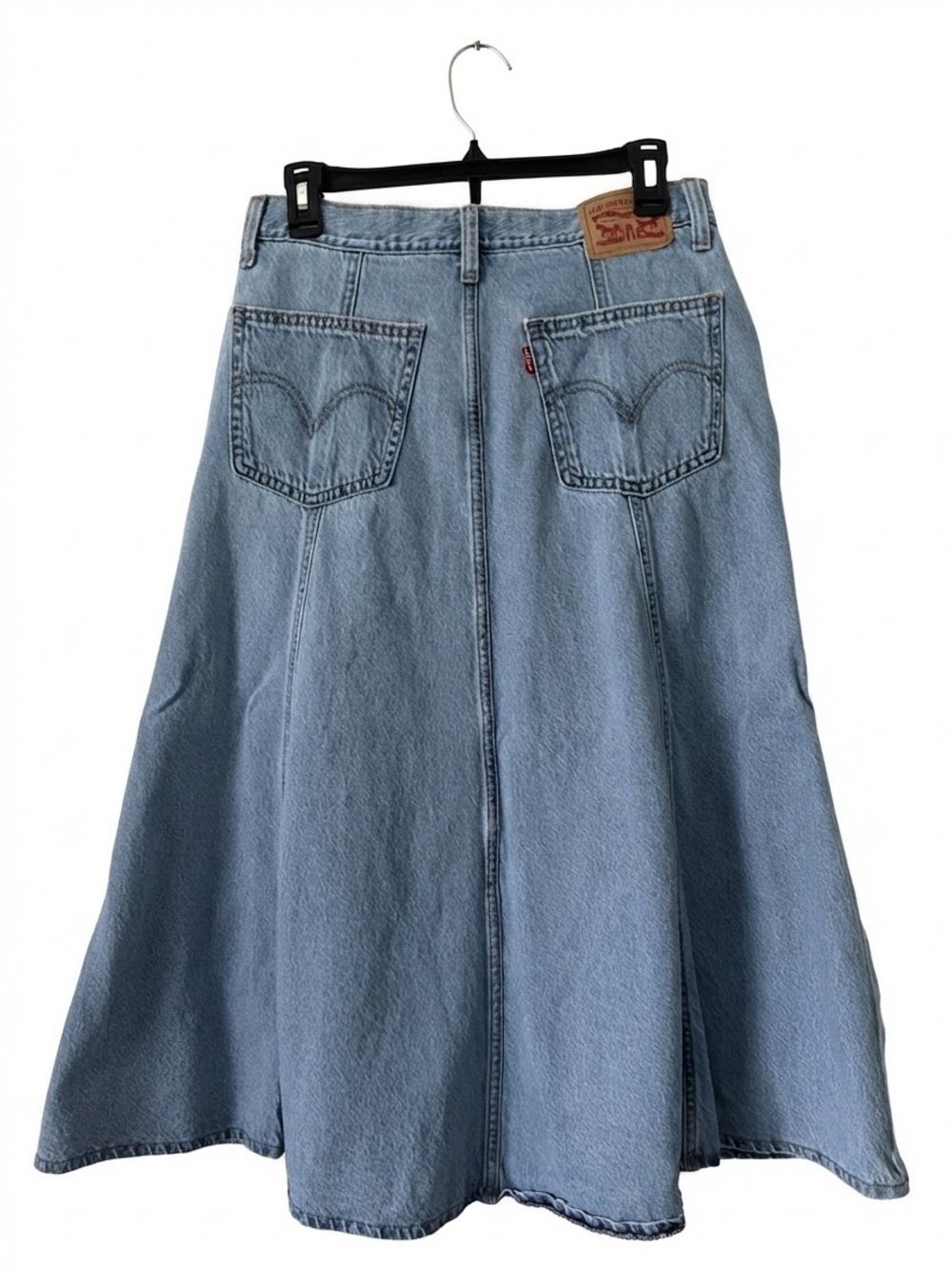 Vintage Levi's Paneled Denim Midi Skirt Blue Wash 29” - Picture 2 of 6